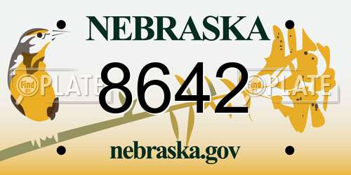 8642 Nebraska License Plate