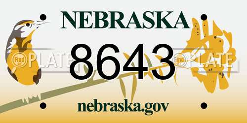 8643 Nebraska License Plate