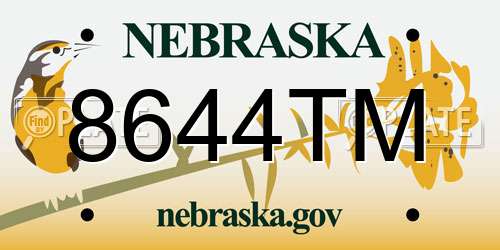 8644TM Nebraska License Plate