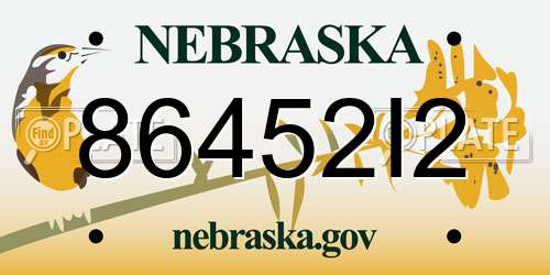 86452I2 Nebraska License Plate