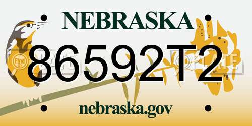 86592T2 Nebraska License Plate