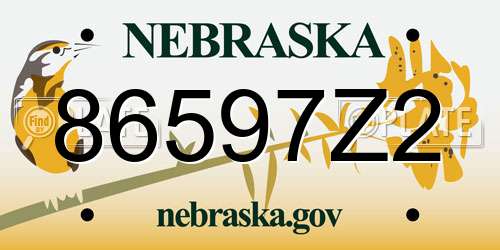86597Z2 Nebraska License Plate