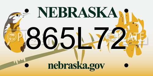 865L72 Nebraska License Plate