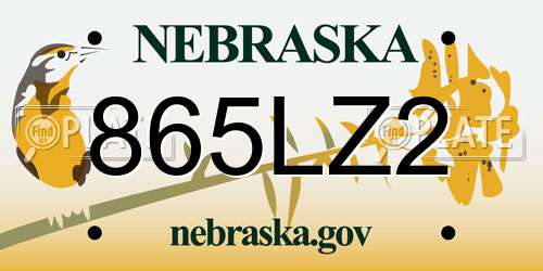 865LZ2 Nebraska License Plate