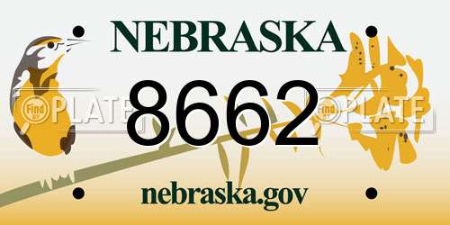 8662 Nebraska License Plate