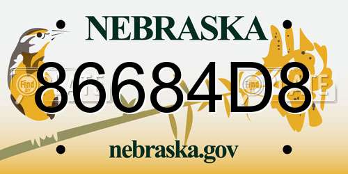 86684D8 Nebraska License Plate