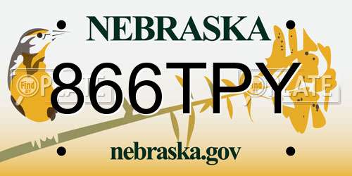 866TPY Nebraska License Plate