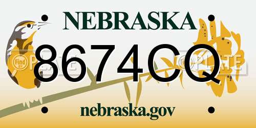8674CQ Nebraska License Plate