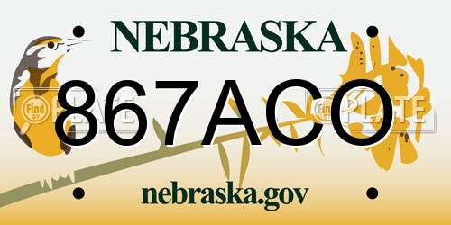 867ACO Nebraska License Plate