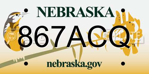 867ACQ Nebraska License Plate