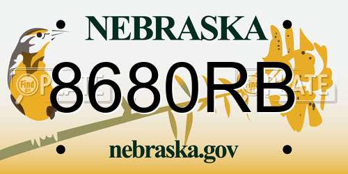 8680RB Nebraska License Plate