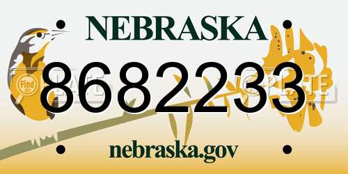 8682233 Nebraska License Plate