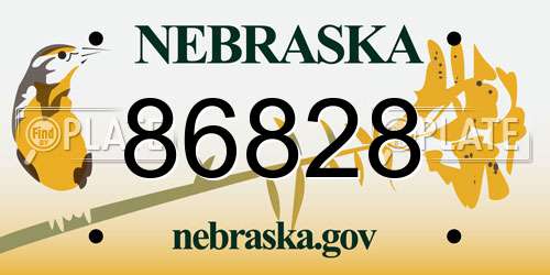 86828 Nebraska License Plate
