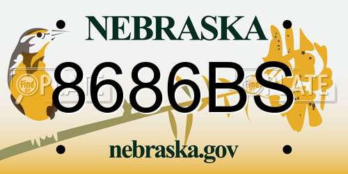 8686BS Nebraska License Plate