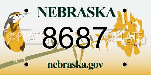 8687 Nebraska License Plate