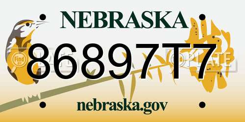 86897T7 Nebraska License Plate