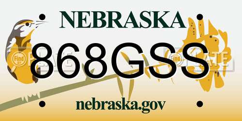 868GSS Nebraska License Plate