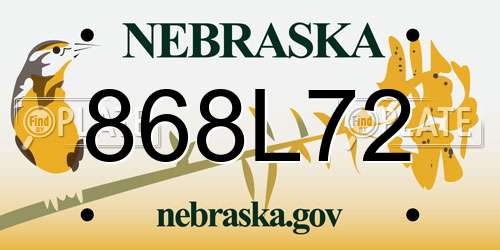 868L72 Nebraska License Plate