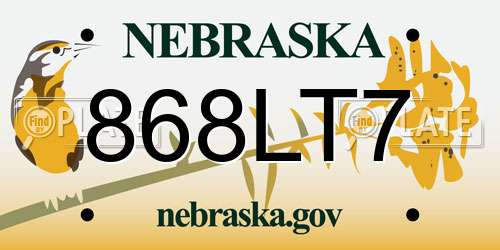 868LT7 Nebraska License Plate