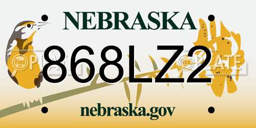 868LZ2 Nebraska License Plate