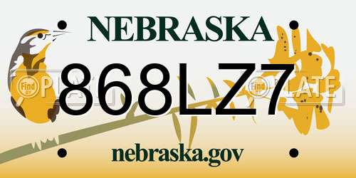 868LZ7 Nebraska License Plate