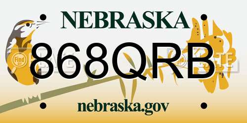868QRB Nebraska License Plate
