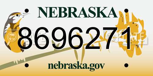 8696271 Nebraska License Plate