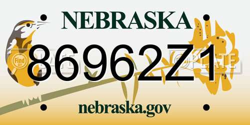 86962Z1 Nebraska License Plate