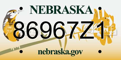 86967Z1 Nebraska License Plate