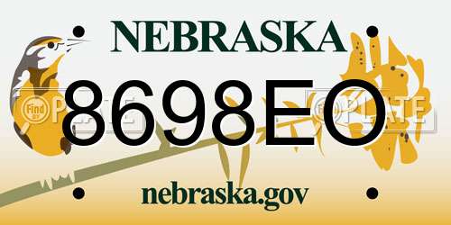 8698EO Nebraska License Plate