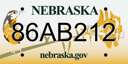 86AB212 Nebraska License Plate