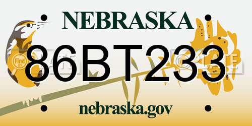 86BT233 Nebraska License Plate