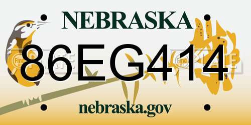 86EG414 Nebraska License Plate