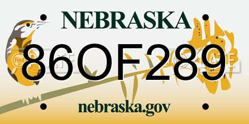 86OF289 Nebraska License Plate
