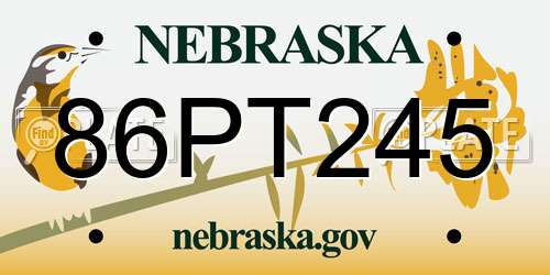 86PT245 Nebraska License Plate
