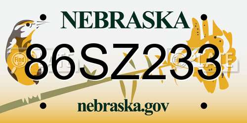 86SZ233 Nebraska License Plate