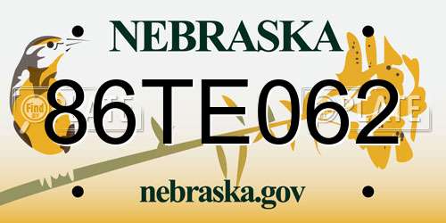 86TE062 Nebraska License Plate