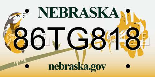 86TG818 Nebraska License Plate