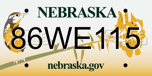 86WE115 Nebraska License Plate