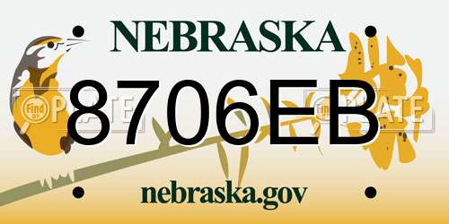 8706EB Nebraska License Plate