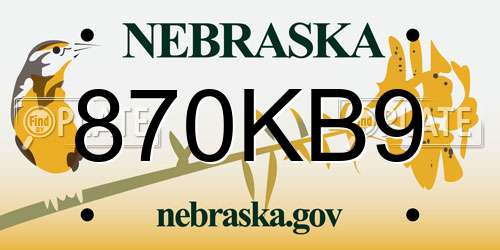 870KB9 Nebraska License Plate