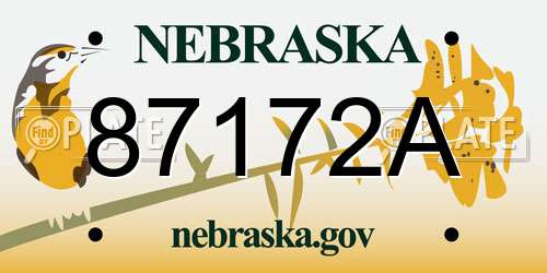 87172A Nebraska License Plate