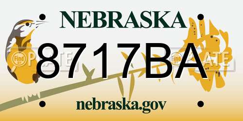 8717BA Nebraska License Plate