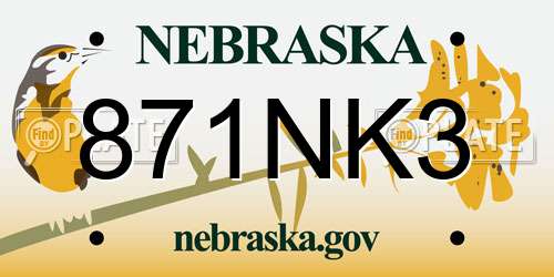 871NK3 Nebraska License Plate