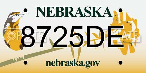 8725DE Nebraska License Plate