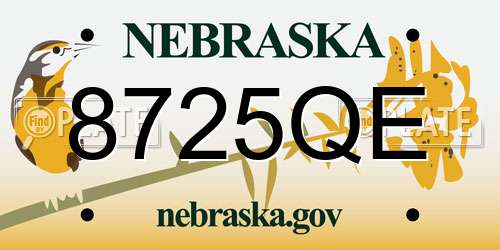 8725QE Nebraska License Plate