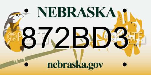 872BD3 Nebraska License Plate