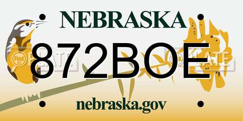 872BOE Nebraska License Plate