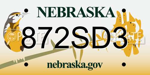872SD3 Nebraska License Plate