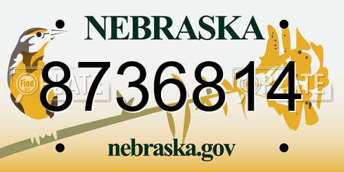 8736814 Nebraska License Plate